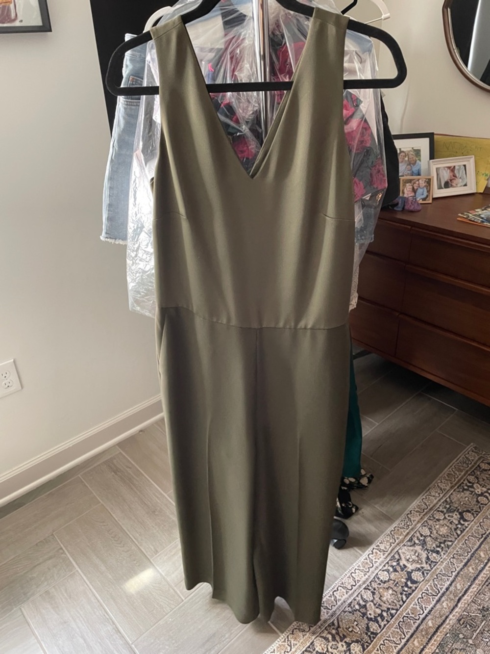 Banana Republic Olive Green V-Neck Midi Dress